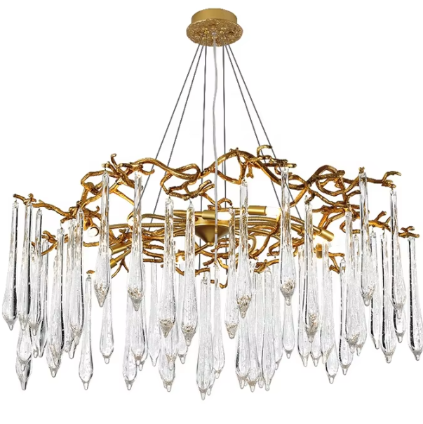 Modern French crystal lamp Golden tree branch chandelier luxury pendant lamp ETL89100104 factory