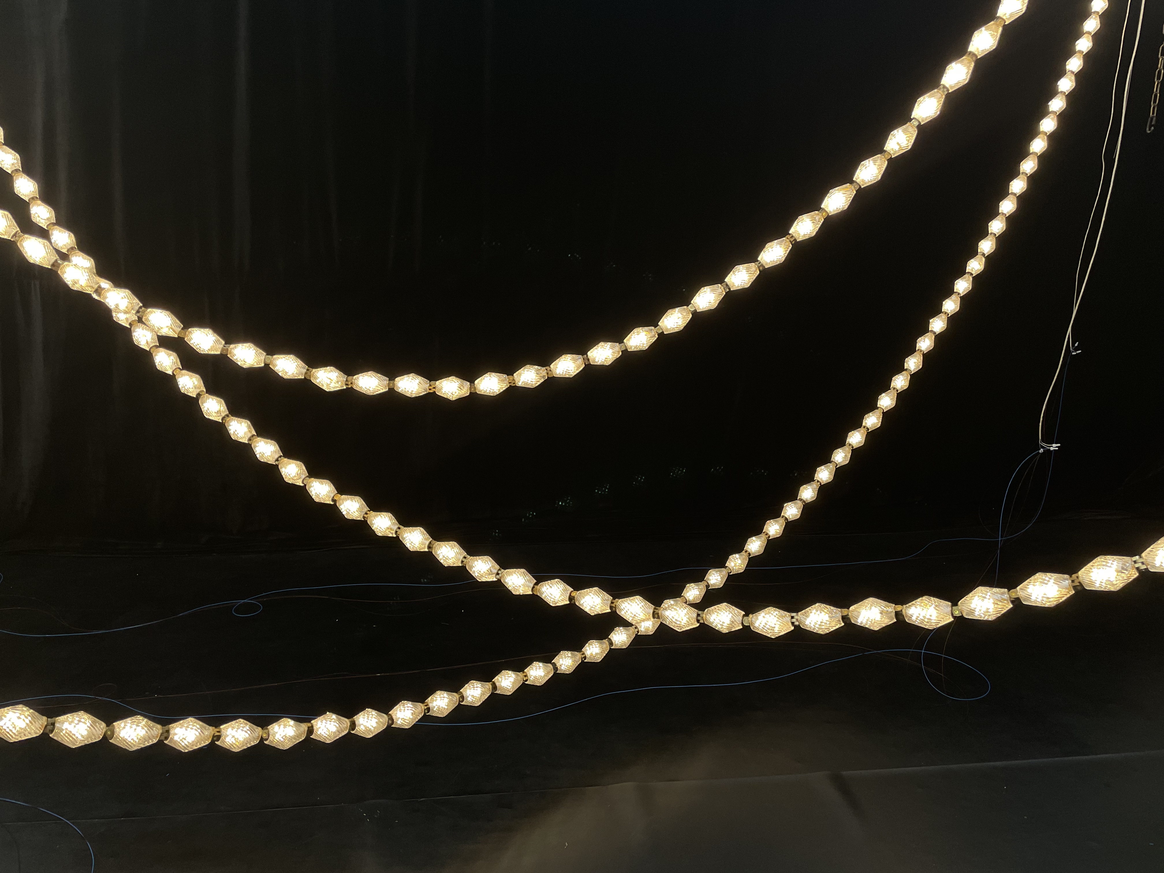 Custom Project Hotel Living Room Stair LED Hanging Lamp Luxury Long String Metal Crystal Chandelier Pendant Light details