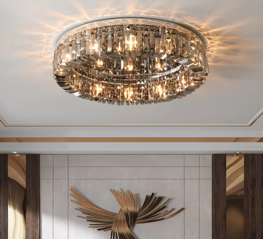 Modern round crystal ceiling lamps for bedroom ETL60449 supplier