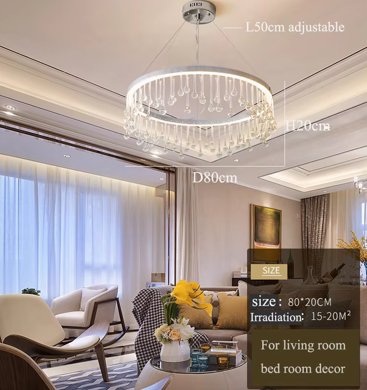 Modern ceiling chandelier crystal pendant lighting for living room decor ETL86090 details