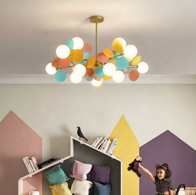 Nordic modern pendant light color big chandelier lighting glass ball pendant light ETL891117 details