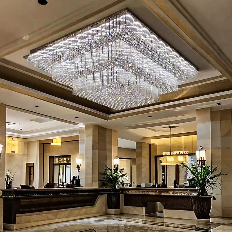 Luxury Crystal LED Chandelier – Custom Ceiling Light Fixture for Villa, Hotel Lobby & Banquet Hall factory