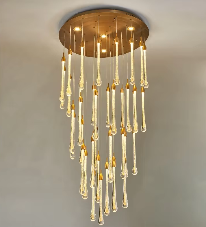 Meteor shower glass chandelier lighting high ceiling drop lights stair chandelier modern pendant light ETL8910036 details