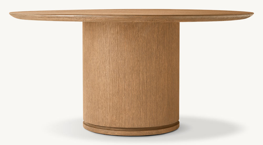 Ligné Round Dining Table — Solid American White Oak Plinth Base
