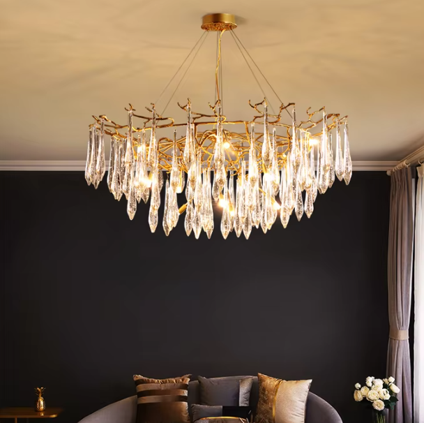 Modern French crystal lamp Golden tree branch chandelier luxury pendant lamp ETL89100104 factory