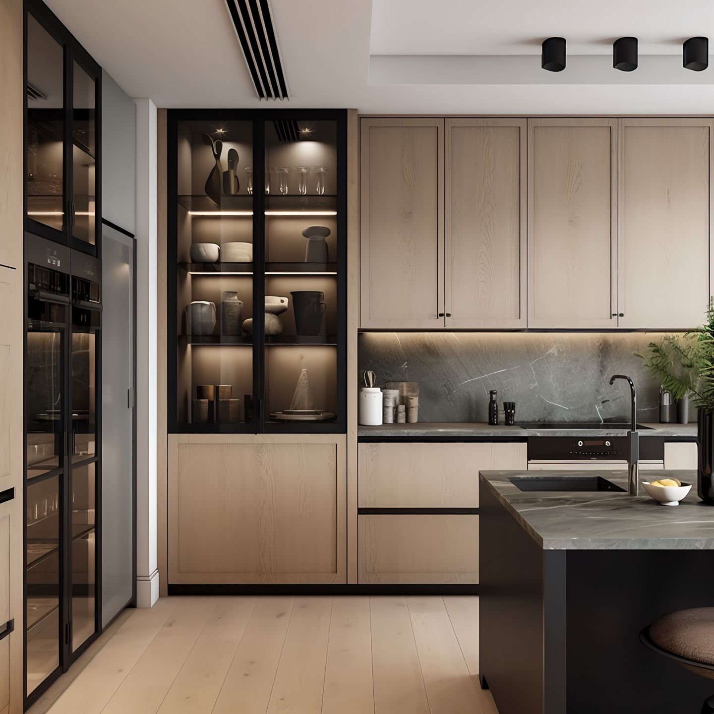 Premium Waterproof Solid Wood Kitchen Cabinet System with Contemporary Sink Solution supplier