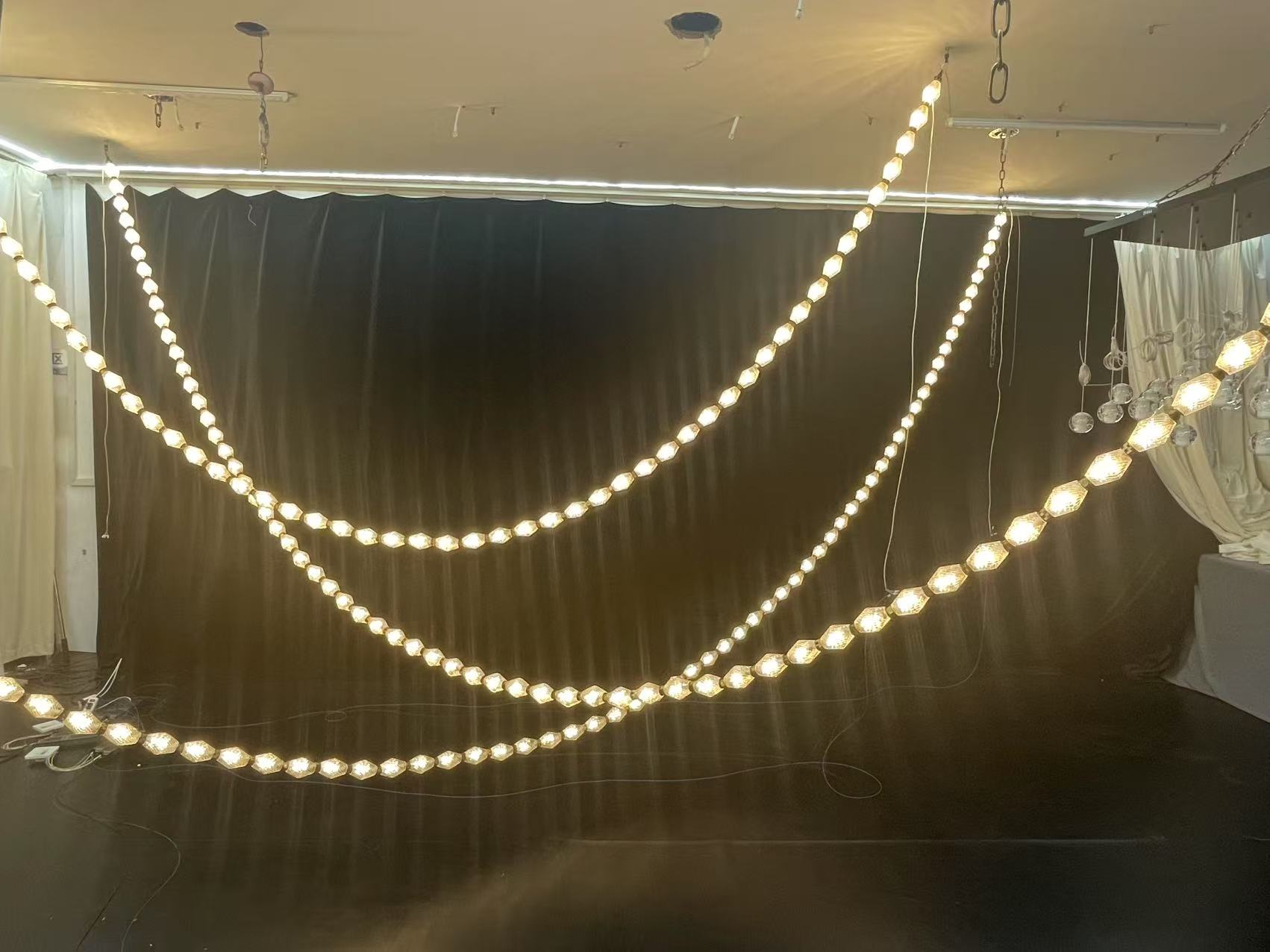 Custom Project Hotel Living Room Stair LED Hanging Lamp Luxury Long String Metal Crystal Chandelier Pendant Light details