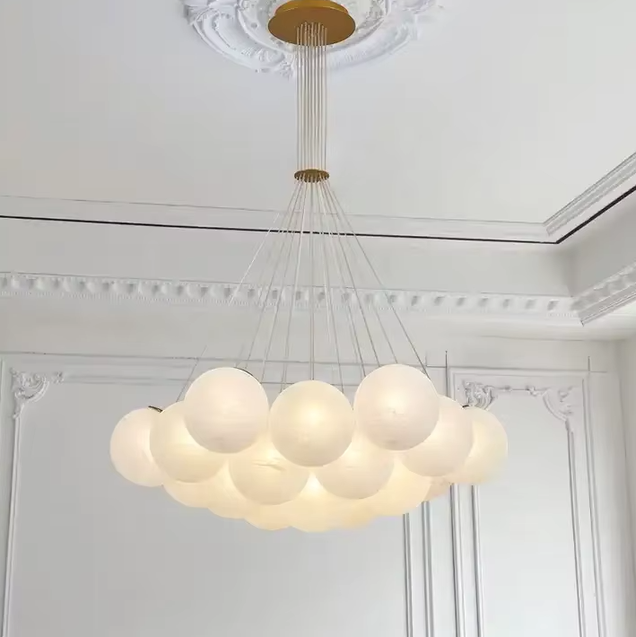 Living Room Glass Chandelier Hanging Lamp Living Room Villa Decoration Bubbles Cloud Pendant Lights details