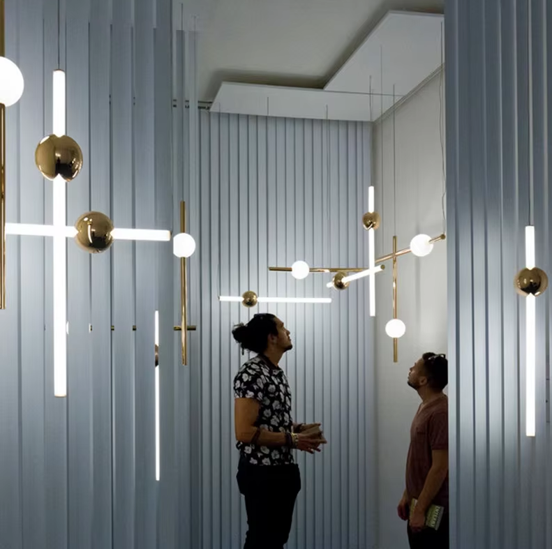 Modern Creative Jewelry Store Salon Living Room Hotel Line Light LED Chandelier Pendant Light manufacture