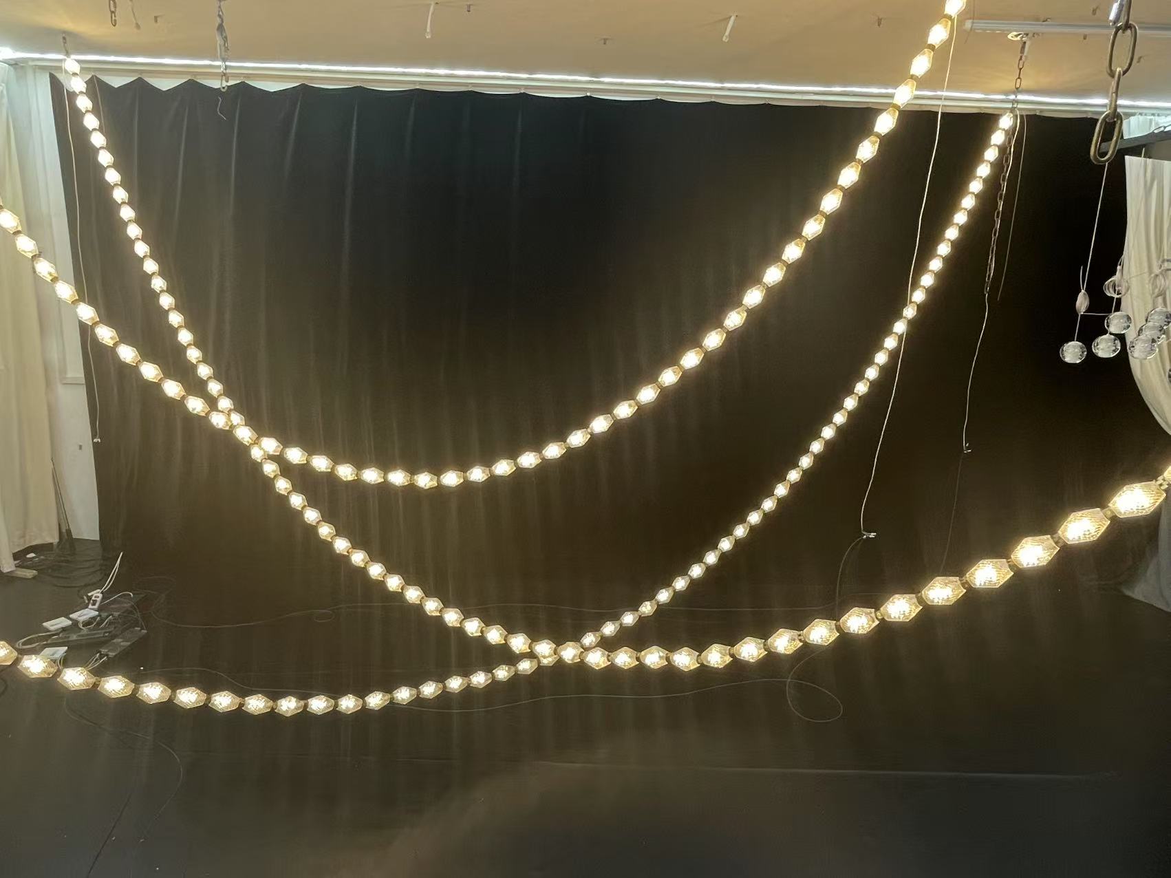 Custom Project Hotel Living Room Stair LED Hanging Lamp Luxury Long String Metal Crystal Chandelier Pendant Light manufacture