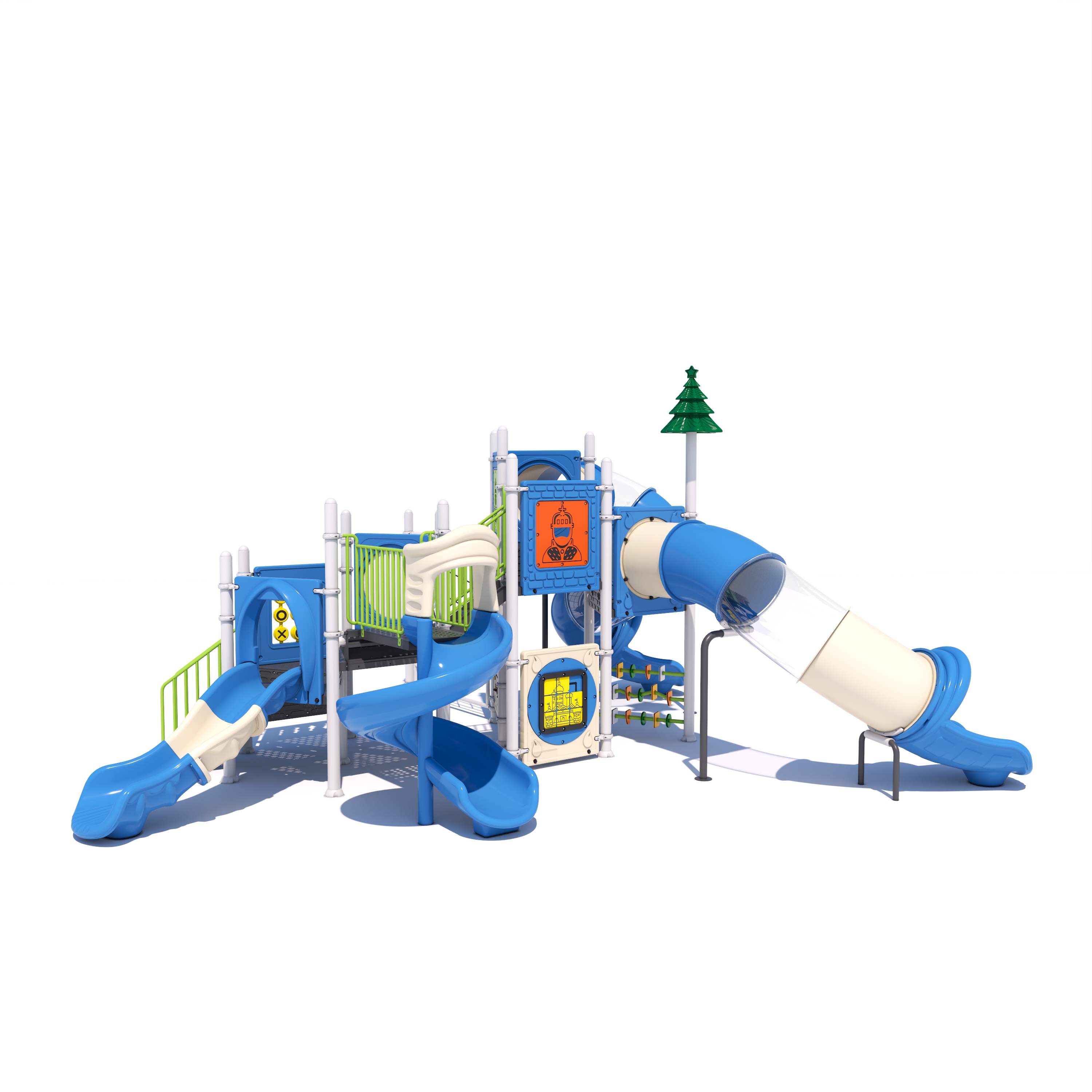 How does outdoor playground design influence child safety and engagement in public spaces