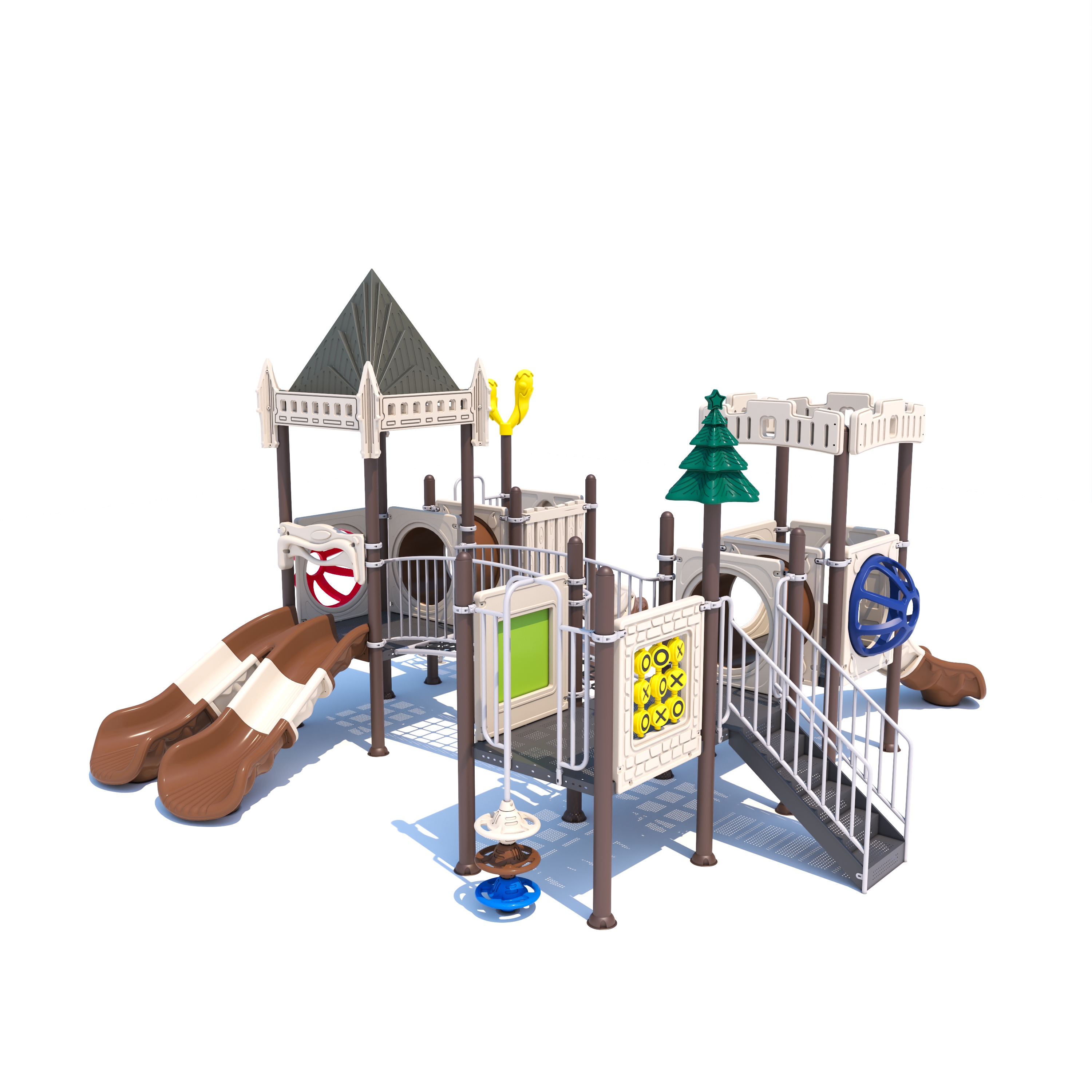 How does outdoor slide design impact safety and user experience in public playground installations