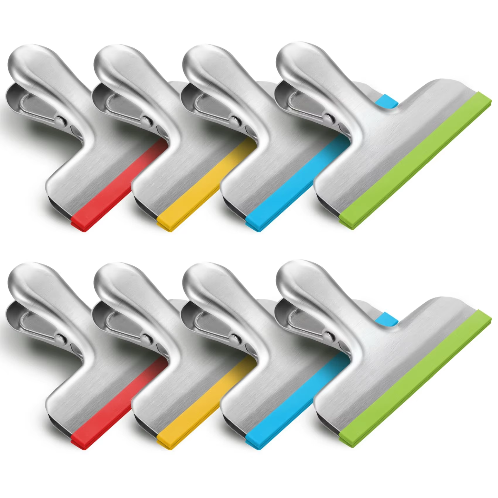 Stainless Steel Food Bag Sealing Clips, 5-Color Foldable Anti-Slip Clamps for Kitchen Storage and Home Organization