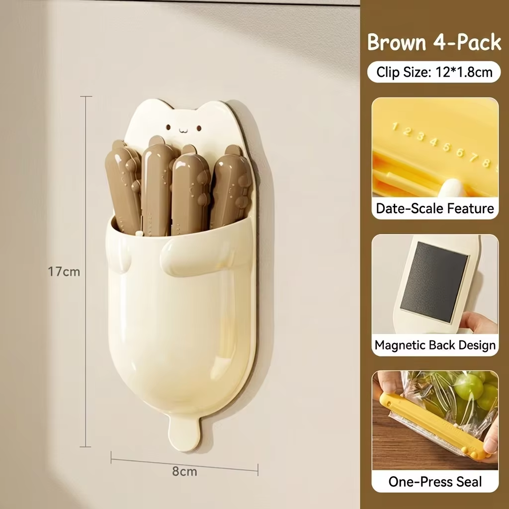 Refrigerator Magnetic Long Strip Bag Clips – Wide-Opening Design for Chip Bags, Bread Loaves & Seasoning Pouches