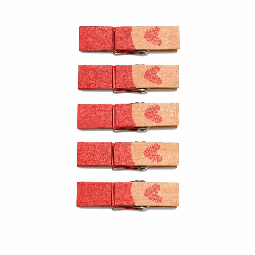 6-Piece Wood-Grain Heart Plastic Spring Clips – Long-Mouth Bag Sealers with Retail Hanging Card for Kitchen Snack Storage & Gift Displays