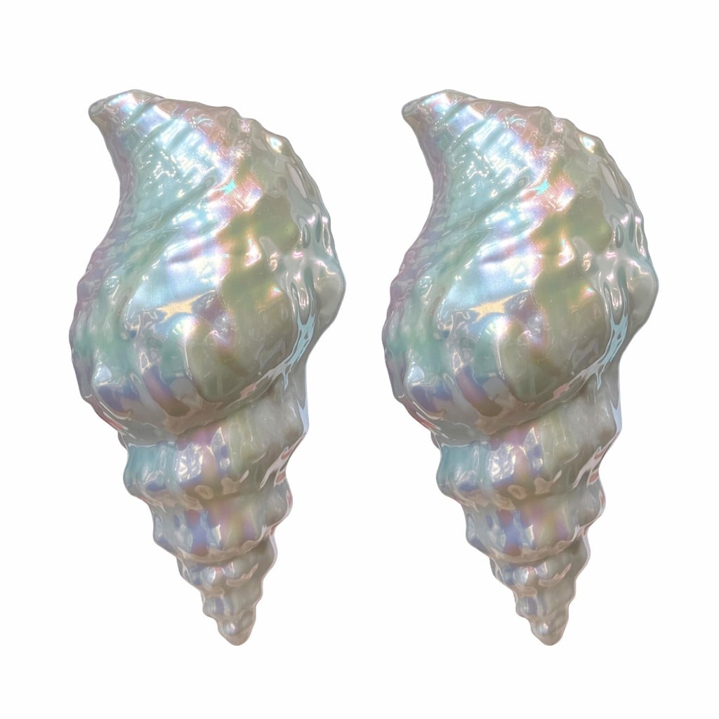 2-Piece 3D Iridescent Seashell Plastic Beach Towel Clips – UV-Resistant Pearlized Chair Clamps for Poolside, Beach, and Vacation Essentials