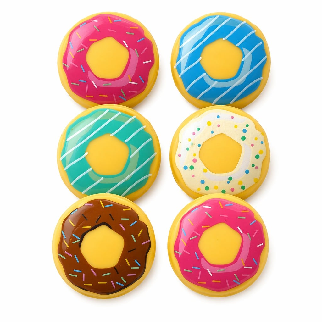 6-Piece 3D Donut Plastic Spring Bag Clips – BPA-Free Snack Sealers with Retail Hanging Card for Kitchen Storage & Sweet Home Gifts