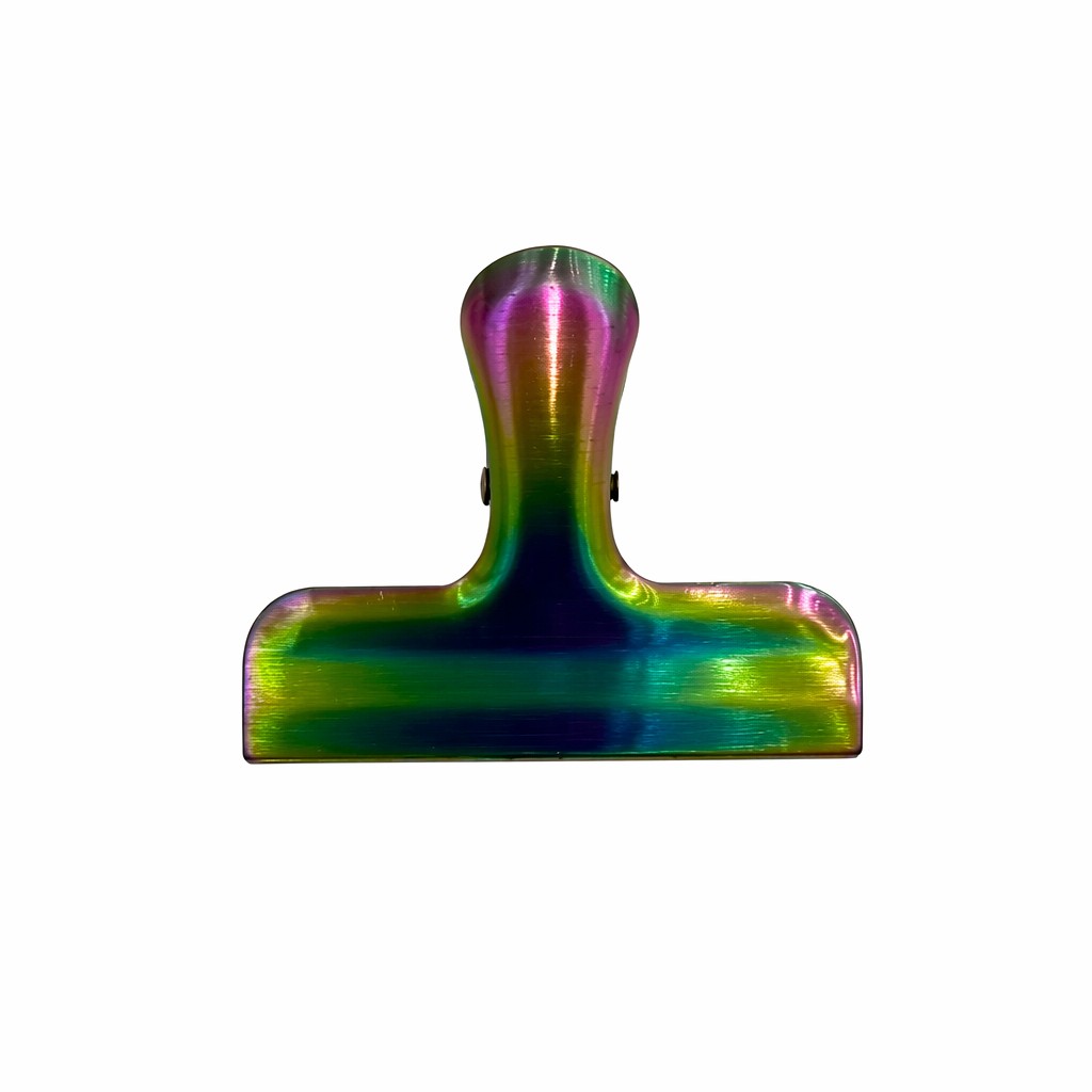 Rainbow Iridescent Metal Spring Sealing Clip – Brushed Stainless Steel Snack Bag Sealer & Office Paper Organizer