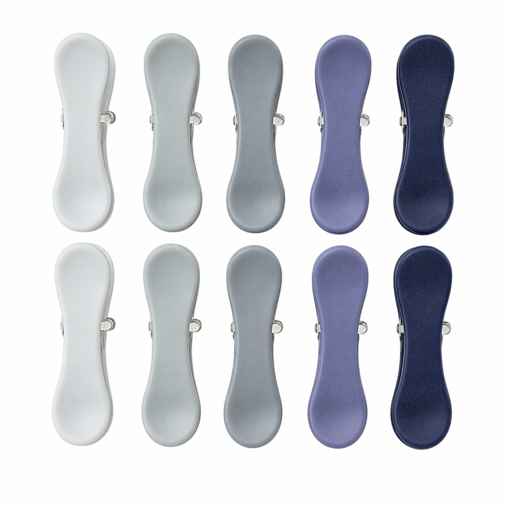 10-Piece Infinity-Shape Matte Plastic Spring Bag Clips – Gradient Purple & Gray Snack Sealers with Retail Card for Kitchen Storage & Modern Home Organization