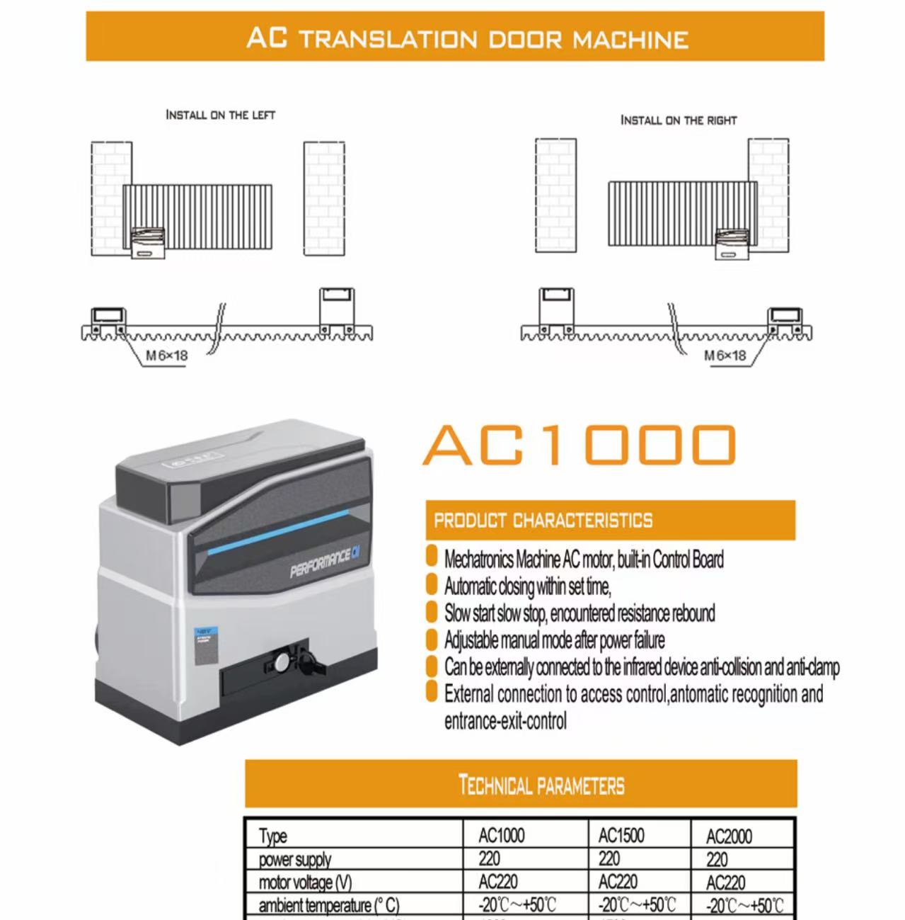 Automatic Sliding Door Operator with Remote Control Mechanical Limit Gate Motor for Convenient Home Use factory