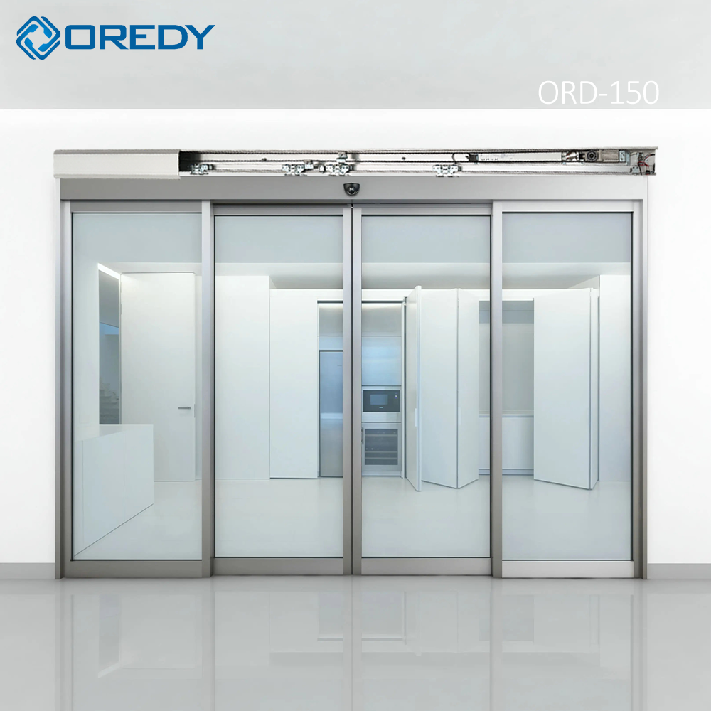 OREDY モダンセンサースライドガラスドア（自動リモートコントローラー付）、ホテル・スーパーマーケット向け、アルミフレーム、1年保証
