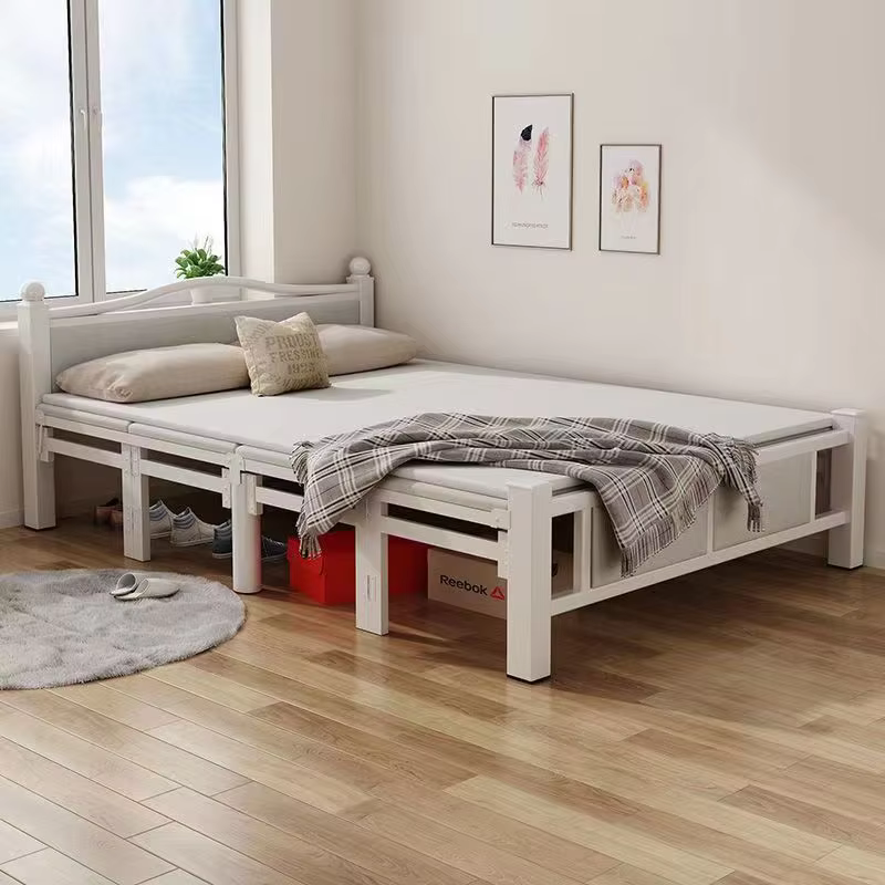Modern Design Single Iron Bed Frame Durable Metal Folding Bed Platform for Bedroom or Apartment Used in Schools factory