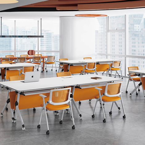 Foldable Meeting Chair Conference Room Chairs Office Training Folding Plastic Chair With Writing Board Table Attached and Wheels factory