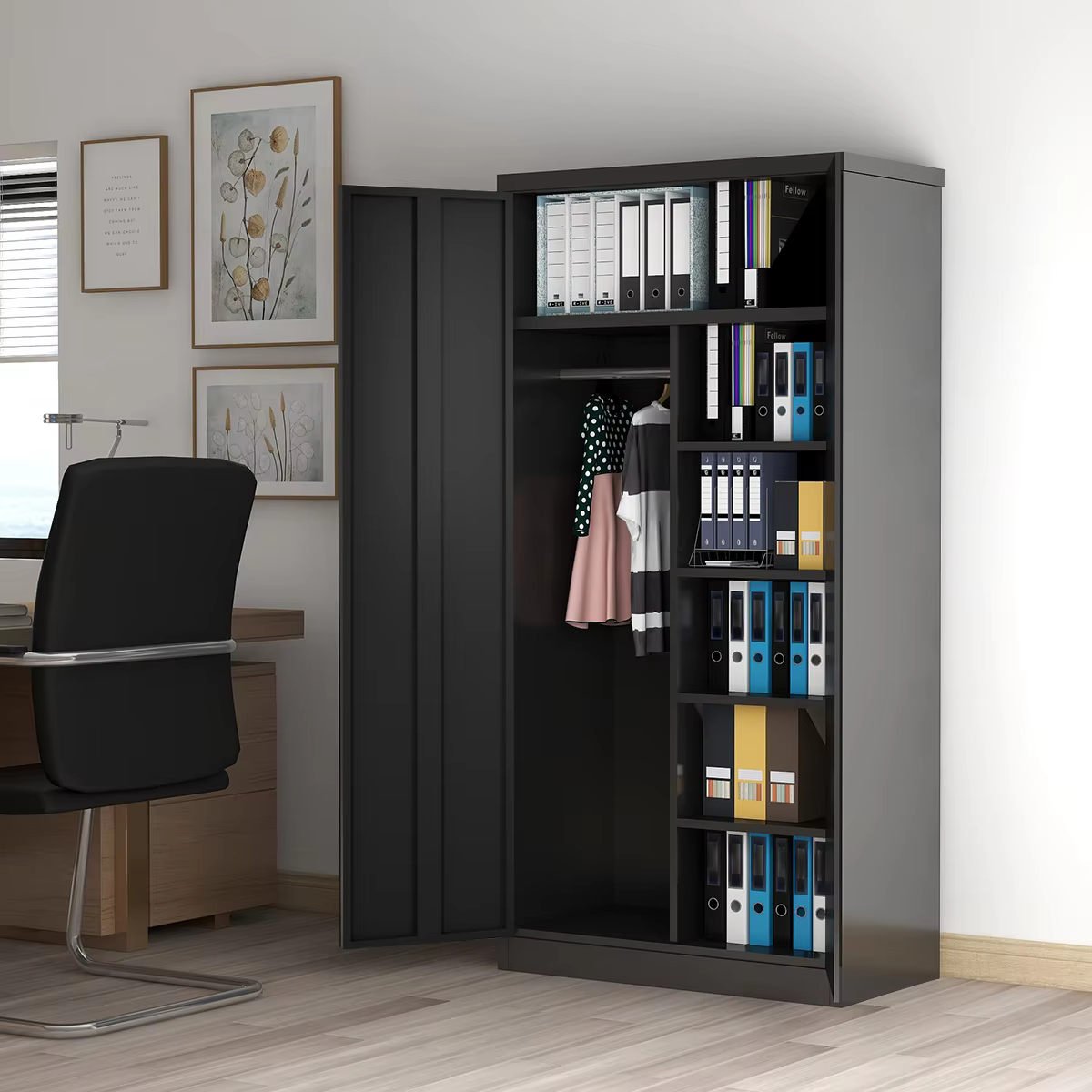 Metal Office Garage Storage Cabinet Steel Cupboard with 2 Doors and Shelves factory