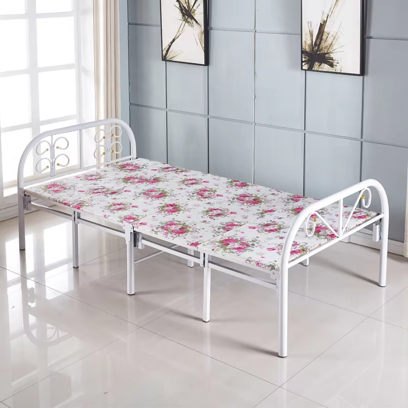 cheap folding bed bedroom furniture collapsible portable iron foldable mattress beds metal single folding beds for adults supplier