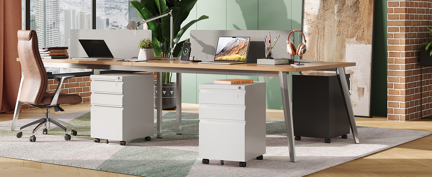 Metal White File Pedestal 3 Drawer Cabinet Mobile Steel Office Drawer Cabinet manufacture