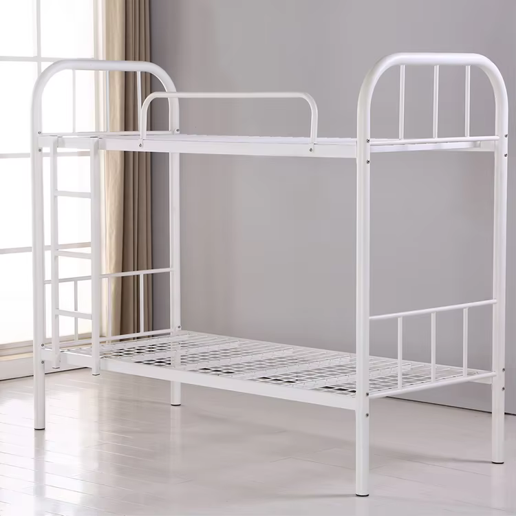 School Dormitory Modern Student Iron Double Decker Metal Steel Pipe Bunk Bed manufacture