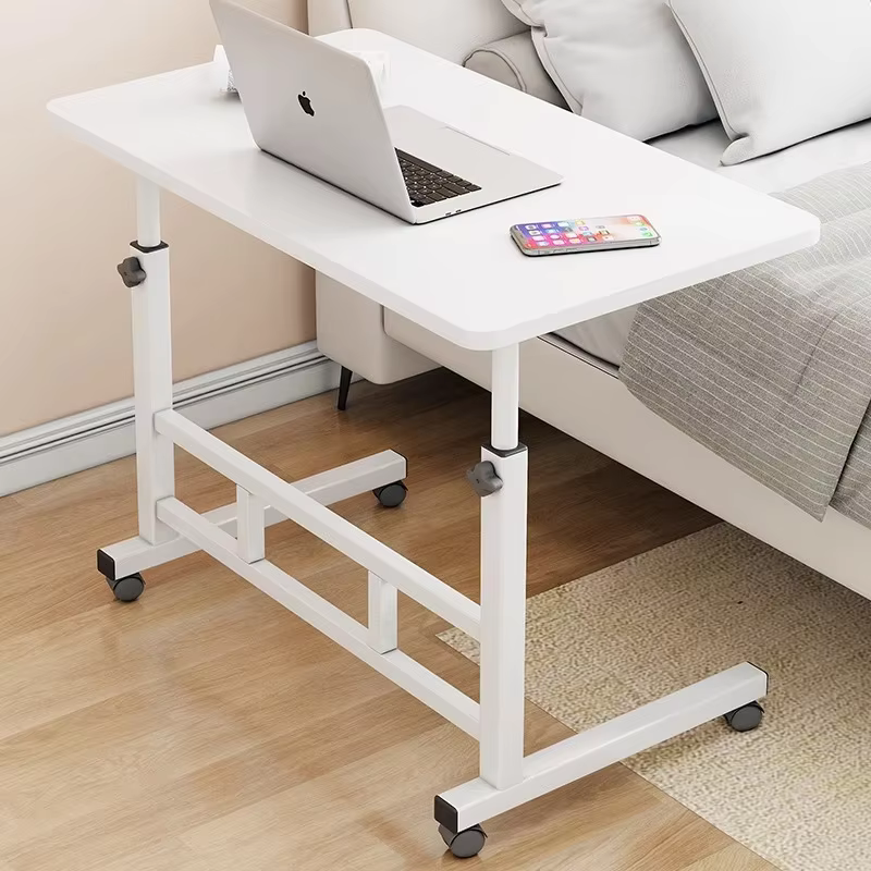 Cheap Living Room Sofa Side Laptop Table Removable Wooden top Height Adjustable Bedside Computer Desk With Wheels factory