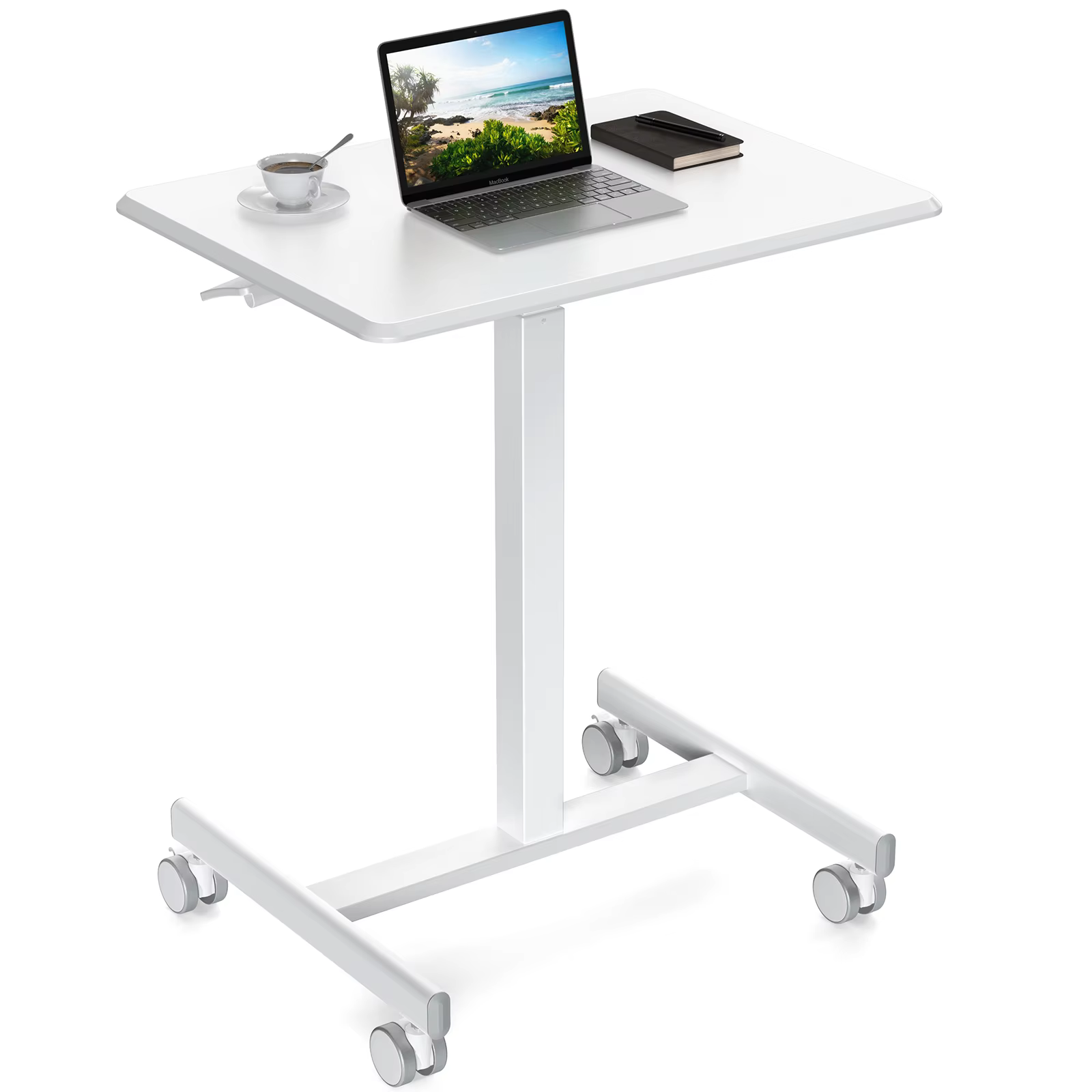 One Leg Pneumatic Gas Lift Mechanism Table Adjustable Trestle Table Hydraulic Lift Table with Wheels manufacture