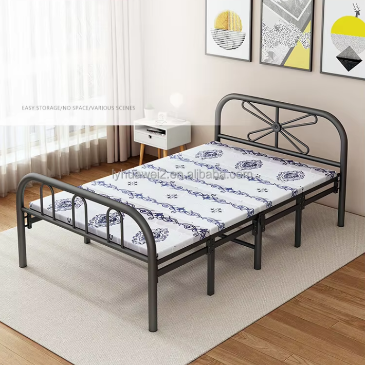 cheap folding bed bedroom furniture collapsible portable iron foldable mattress beds metal single folding beds for adults supplier