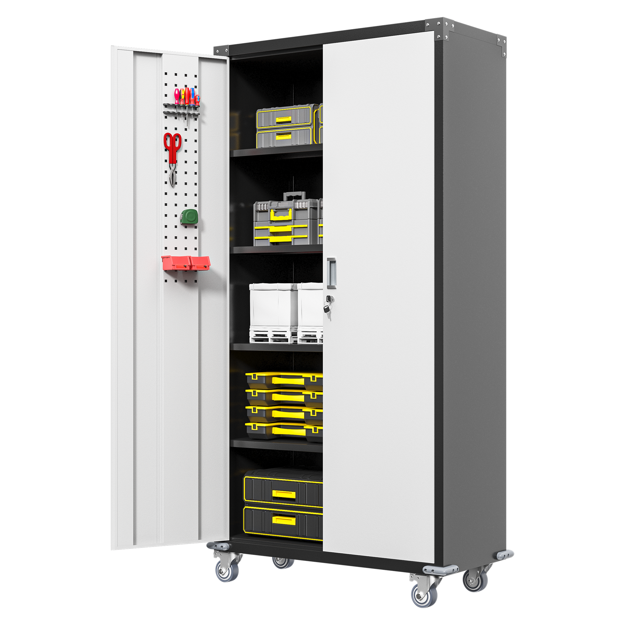Steel mobile cupboard 2 doors movable storage filing cabinets black metal file cabinet with wheels