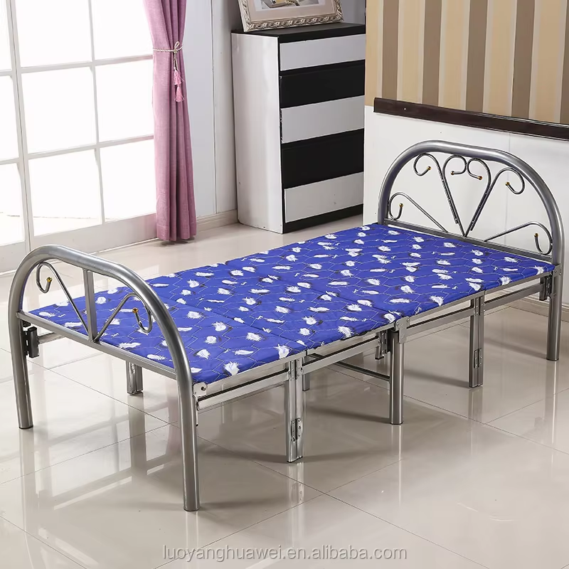 cheap folding bed bedroom furniture collapsible portable iron foldable mattress beds metal single folding beds for adults manufacture
