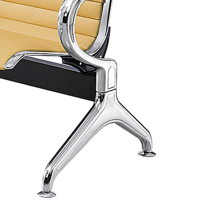 Modern Black PU Leather & Stainless Steel 3-Seat Public Waiting Chair for Airport, Hospital & Commercial Spaces factory