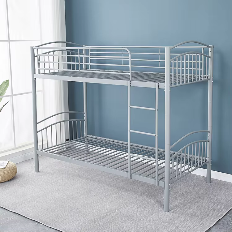 School Dormitory Modern Student Iron Double Decker Metal Steel Pipe Bunk Bed manufacture