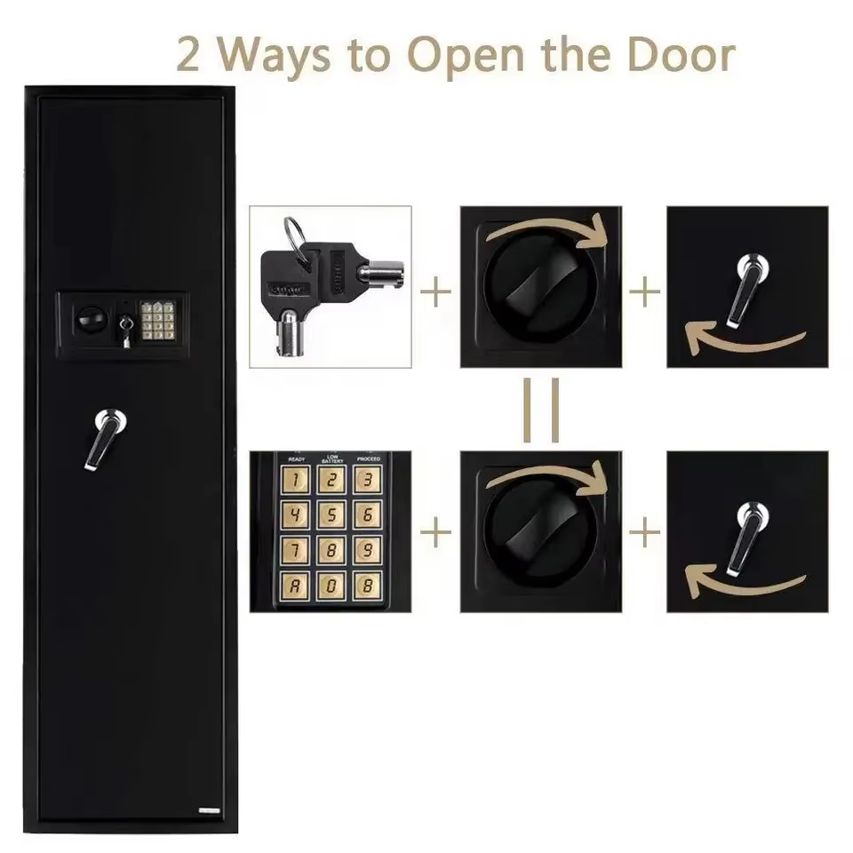 Classic cheap steel gun safe wholesale 4 5 holders with small cabinet wall mounted hidden gun safes cabinet supplier