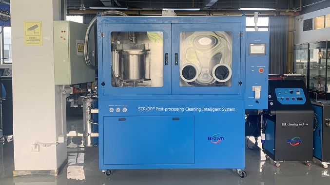 Heavy duty trucks dpf cleaning with brown dpf cleaning machine 
