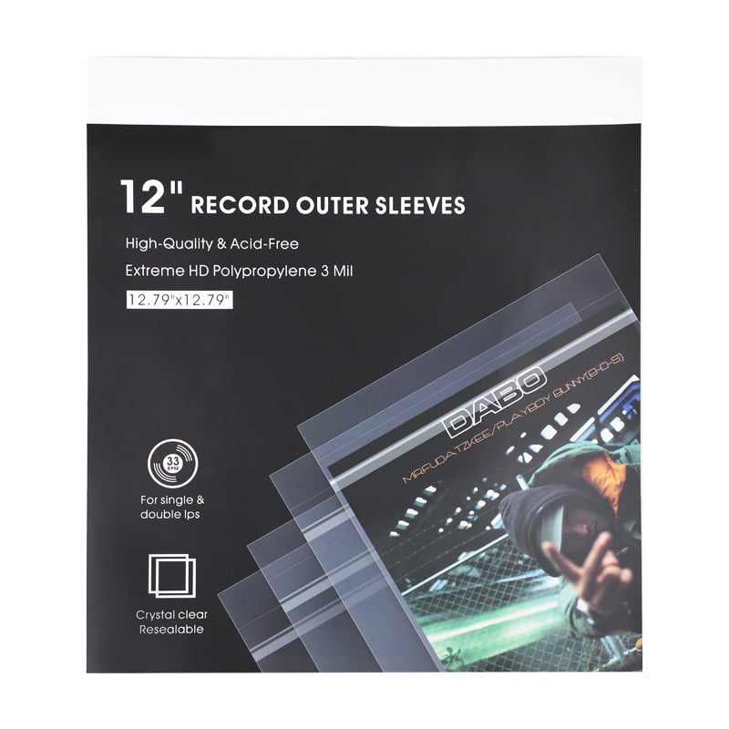 Housses extérieures professionnelles pour disques vinyles de 30 cm, matière BOPP