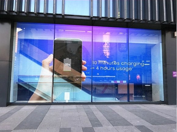 What advantages does LED film screen have for glass window advertising?