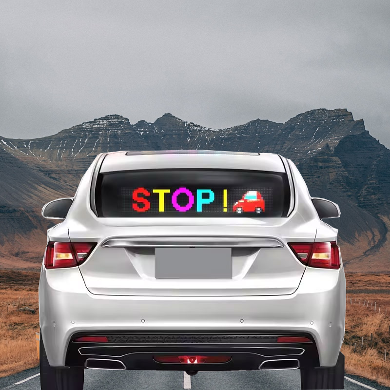 Car Window LED Display Capturing Attention on the Go