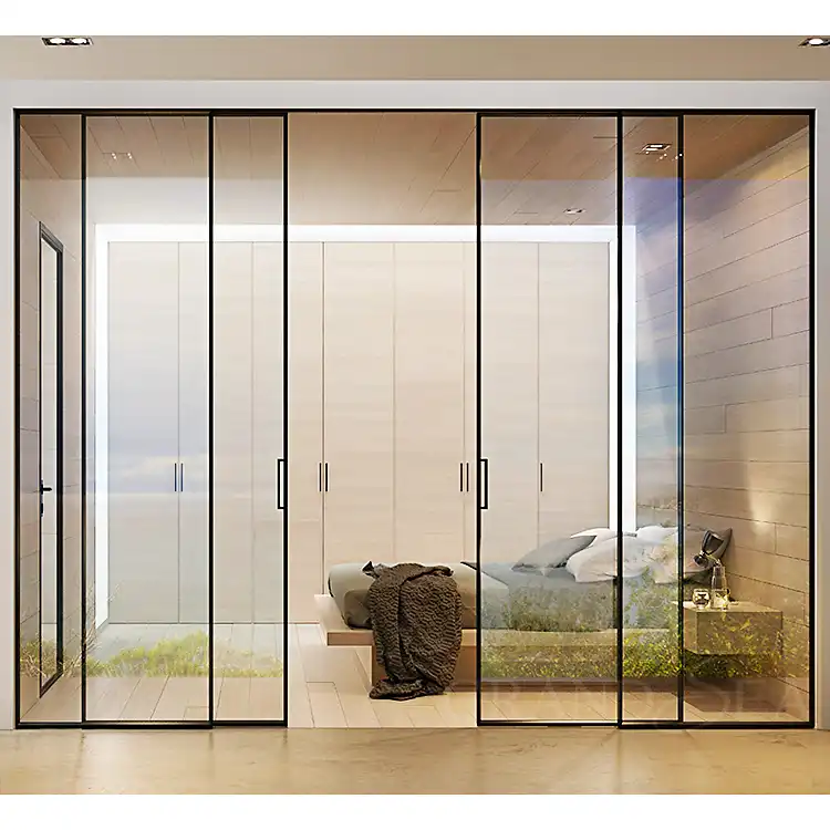 Factory-Direct Commercial Sliding Door with Narrow Frame Design