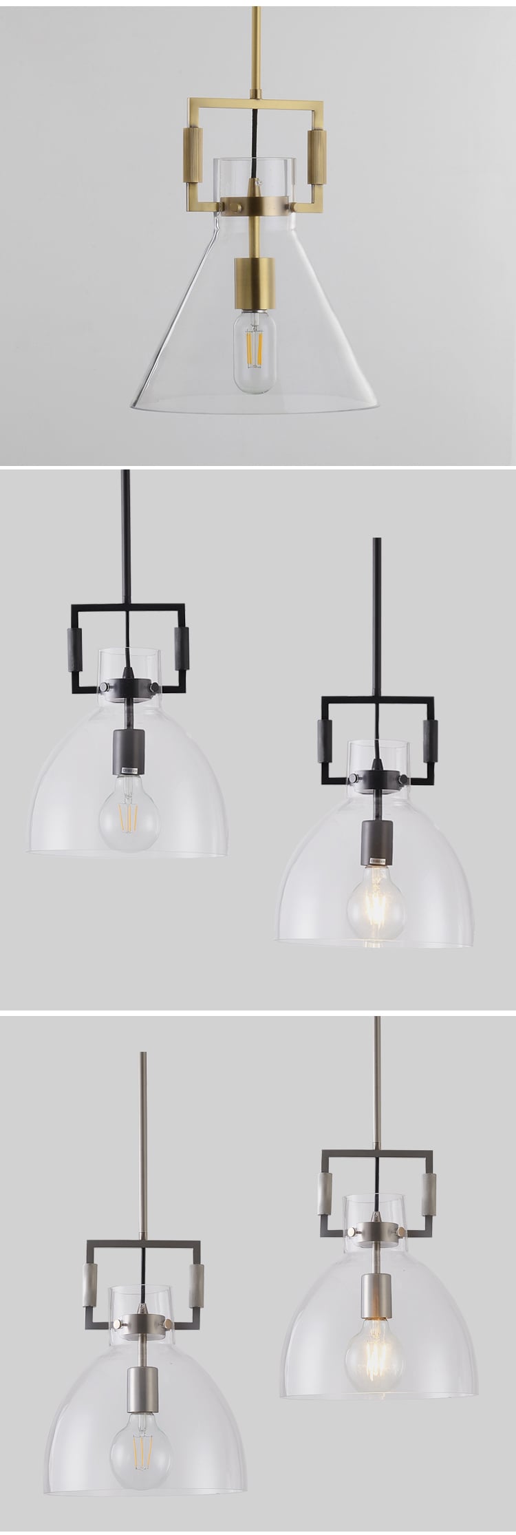 LCSO005 Bán sỉ Đèn Treo Trang Trí Phòng Khách Phòng Ngủ Chất Liệu Kính RH Đồng Thau Led