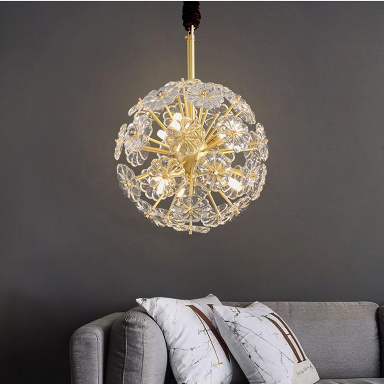 P5510 Modern creative copper art glass flower living room dining room led Chandelier