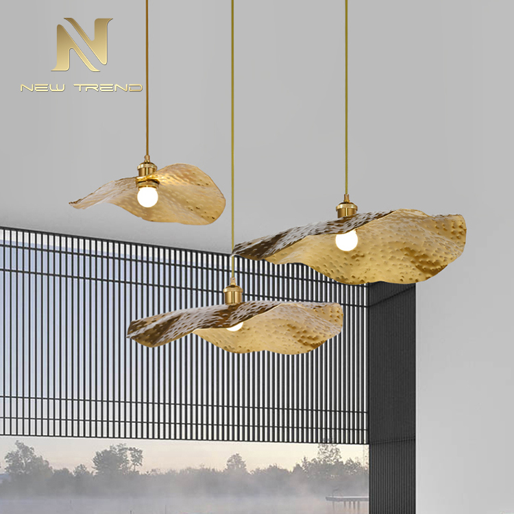 DJS1910 Phong cách hiện đại đèn trang trí phòng khách, phòng ngủ bằng khung sắt lá sen led màu đồng