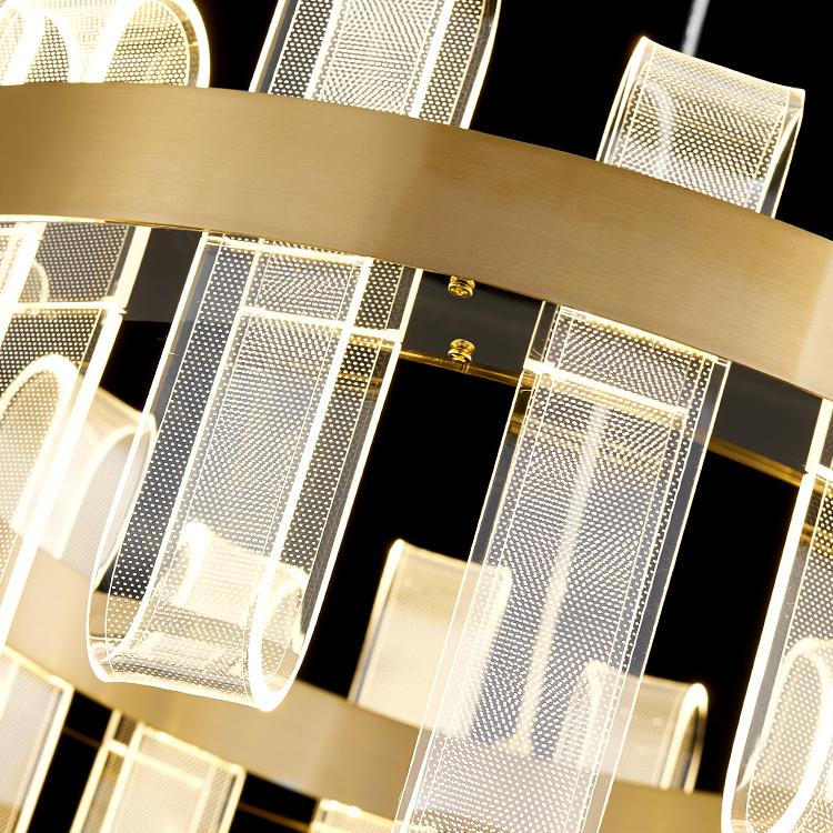 P5517 Đèn chùm LED hình tròn hiện đại cho phòng khách sang trọng với chất liệu acrylic dẫn sáng, mẫu thiết kế sáng tạo cho phòng ngủ, phòng ăn và phòng mô hình