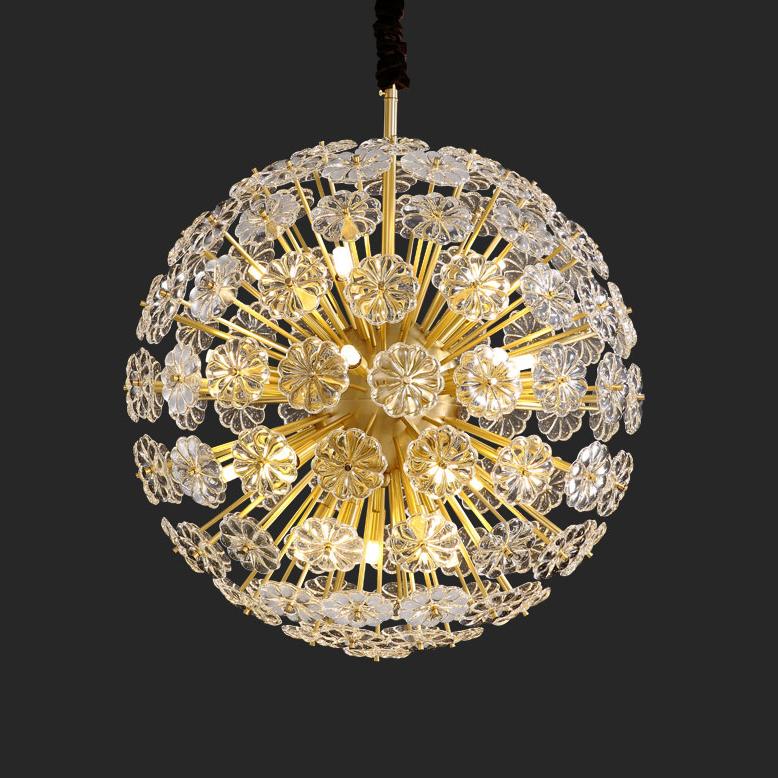 P5510 Modern creative copper art glass flower living room dining room led Chandelier