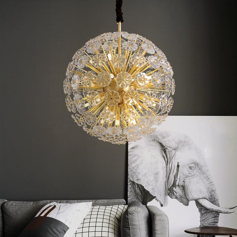 P5510 Modern creative copper art glass flower living room dining room led Chandelier